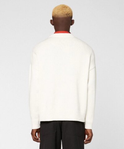 Ami Men's De Coeur Oversize Crewneck Sweater, White