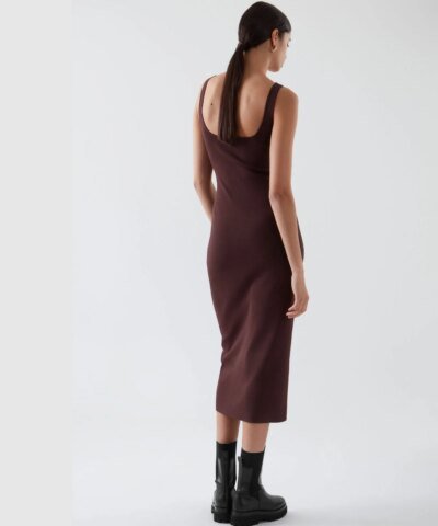 COS Knitted Maxi Tube Dress In Burgundy