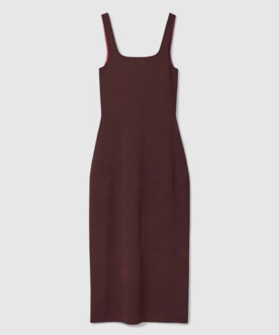 COS Knitted Maxi Tube Dress In Burgundy