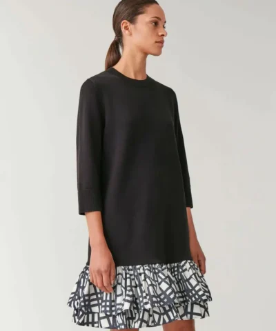 COS Knitted Dress With Woven Pleata