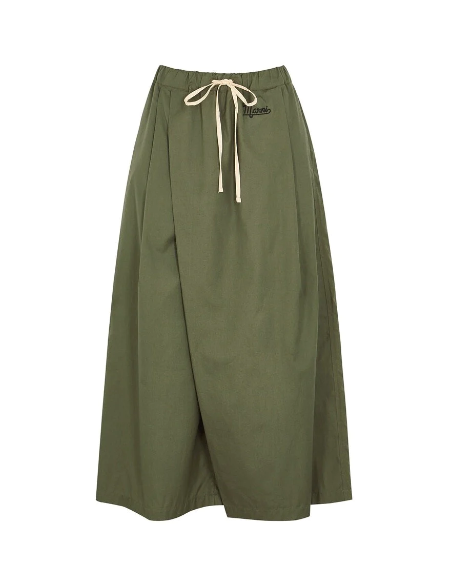 Marni Army Green Wide-Leg Cotton Culottes