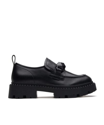 Ash Gemini Black Leather Loafers