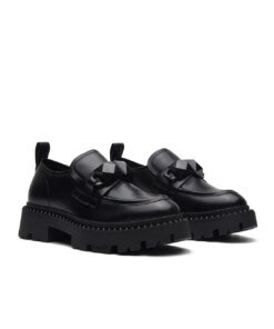 Ash Gemini Black Leather Loafers