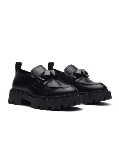 Ash Gemini Black Leather Loafers