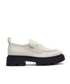 Ash Genial Cleated Loafers In White Leather