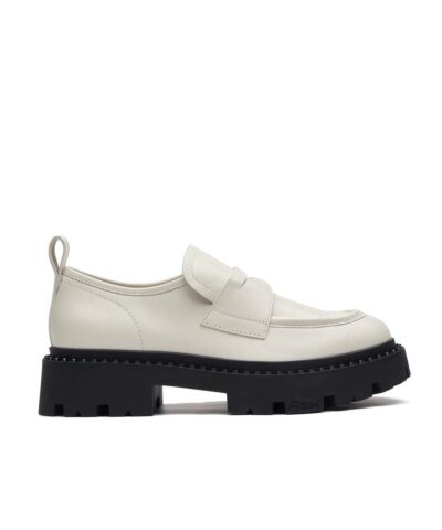 Ash Genial Cleated Loafers In White Leather