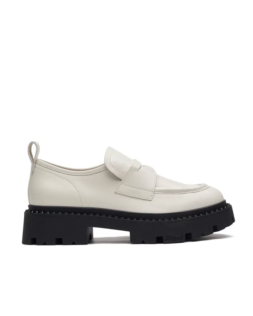 Ash Genial Cleated Loafers In White Leather