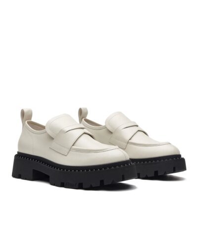 Ash Genial Cleated Loafers In White Leather