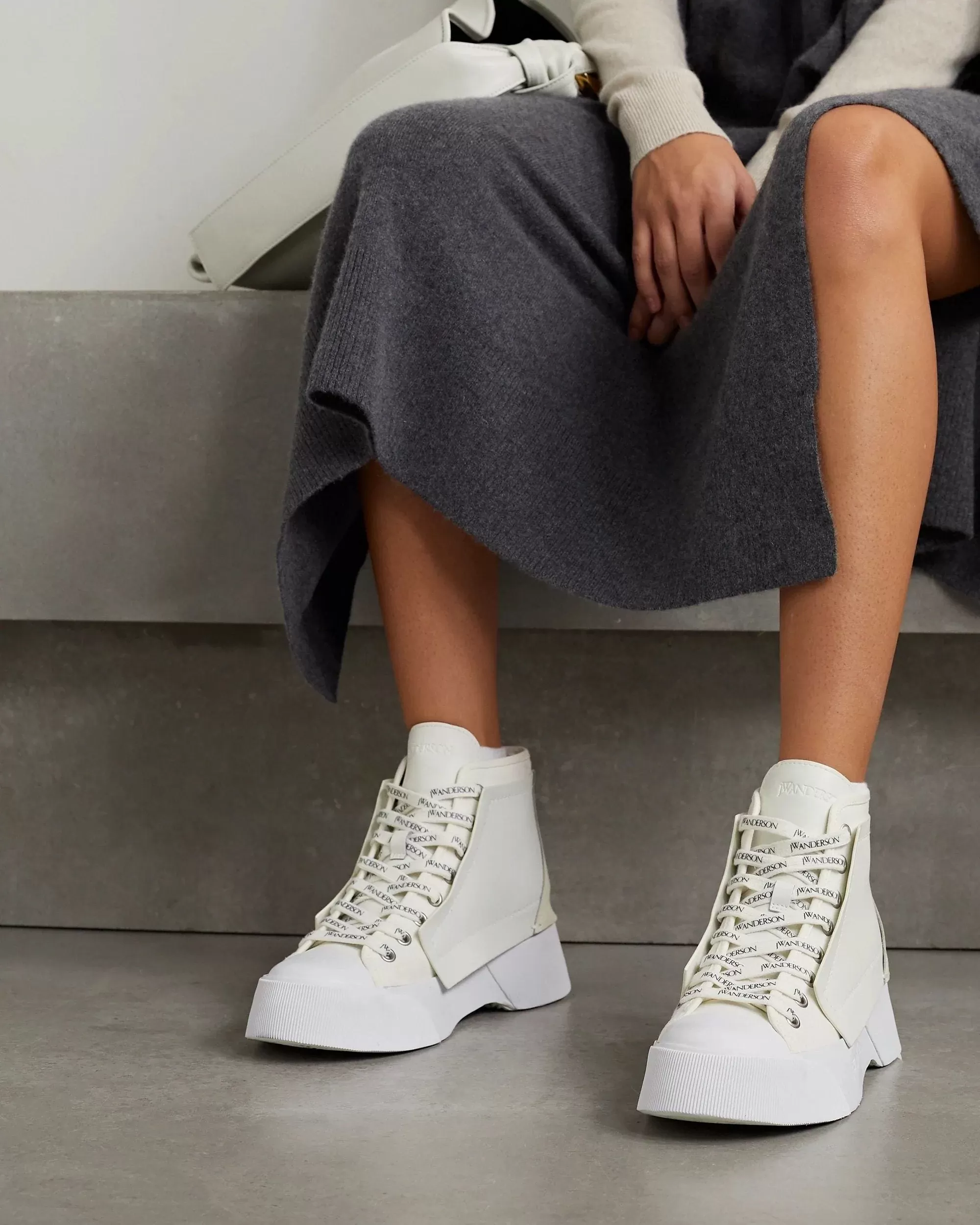 JW Anderson Panelled Lace-Up Sneakers, White