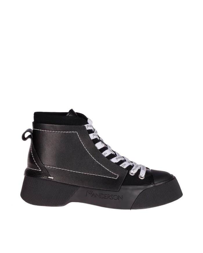 JW Anderson Panelled Lace-Up Sneakers, Black