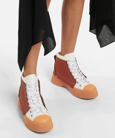 JW Anderson Panelled Lace-Up Sneakers, Brown
