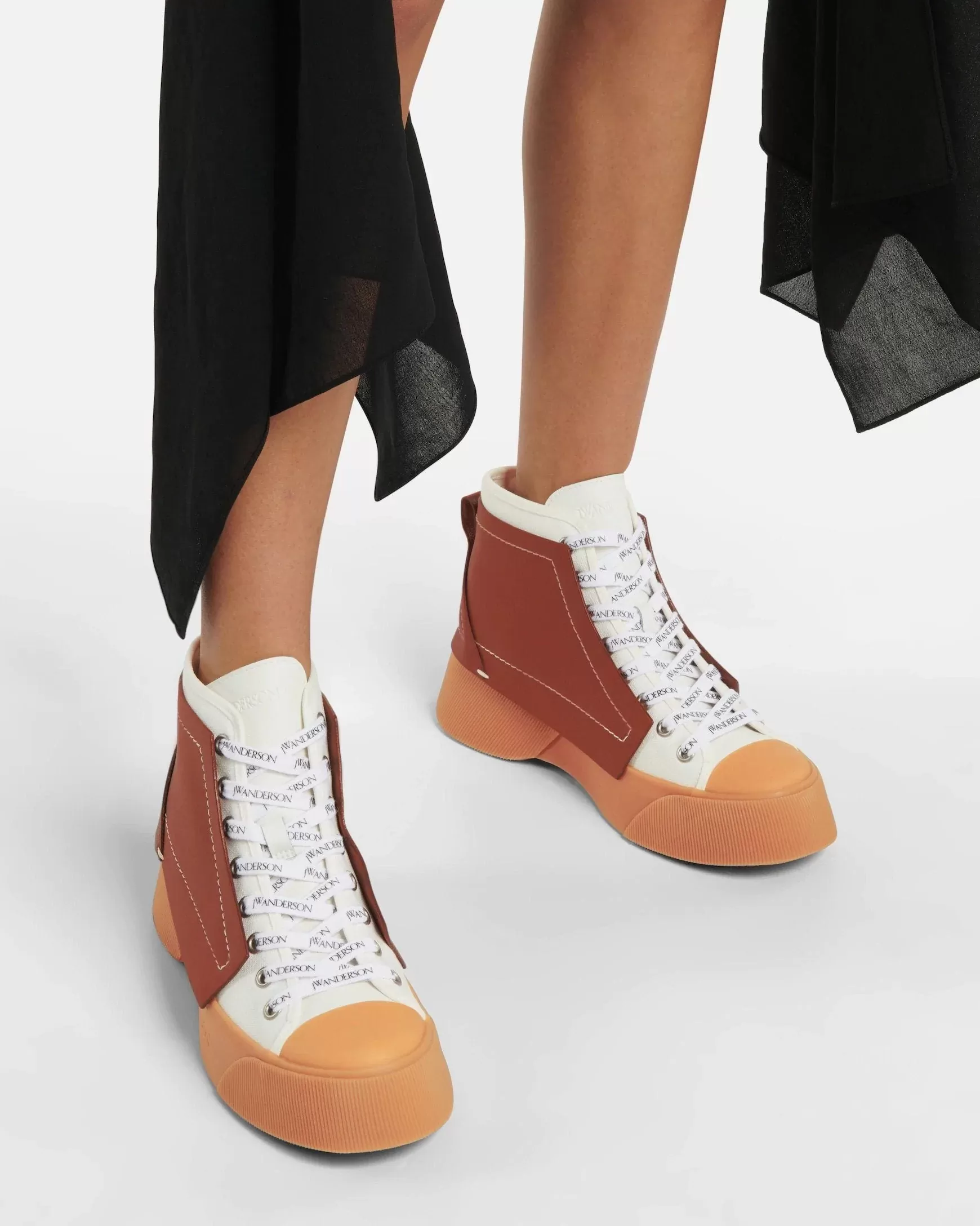 JW Anderson Panelled Lace-Up Sneakers, Brown