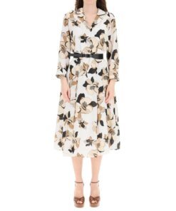 Max Mara Studio Floral Print Midi Dress