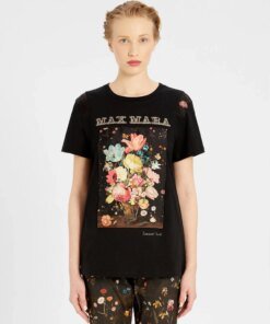 Max Mara Printed Cotton Jersey T-Shirt, Black