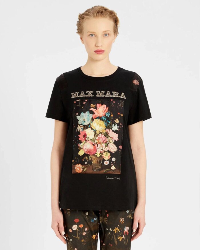Max Mara Printed Cotton Jersey T-Shirt, Black