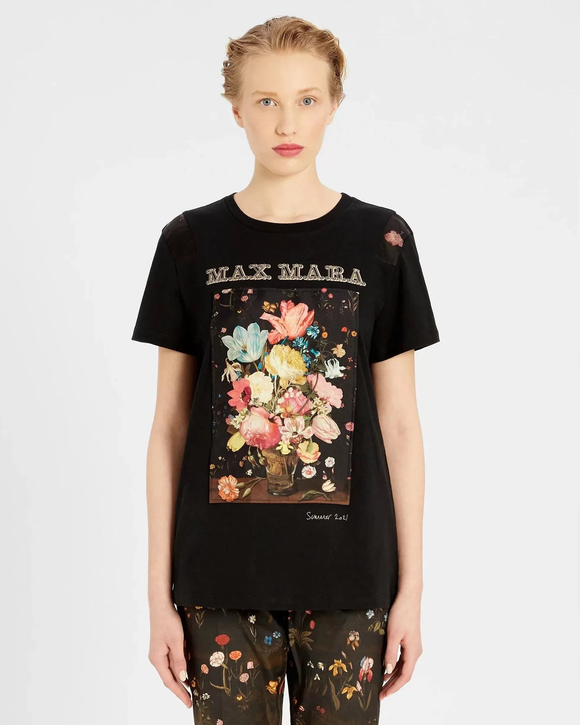 Max Mara Printed Cotton Jersey T-Shirt, Black