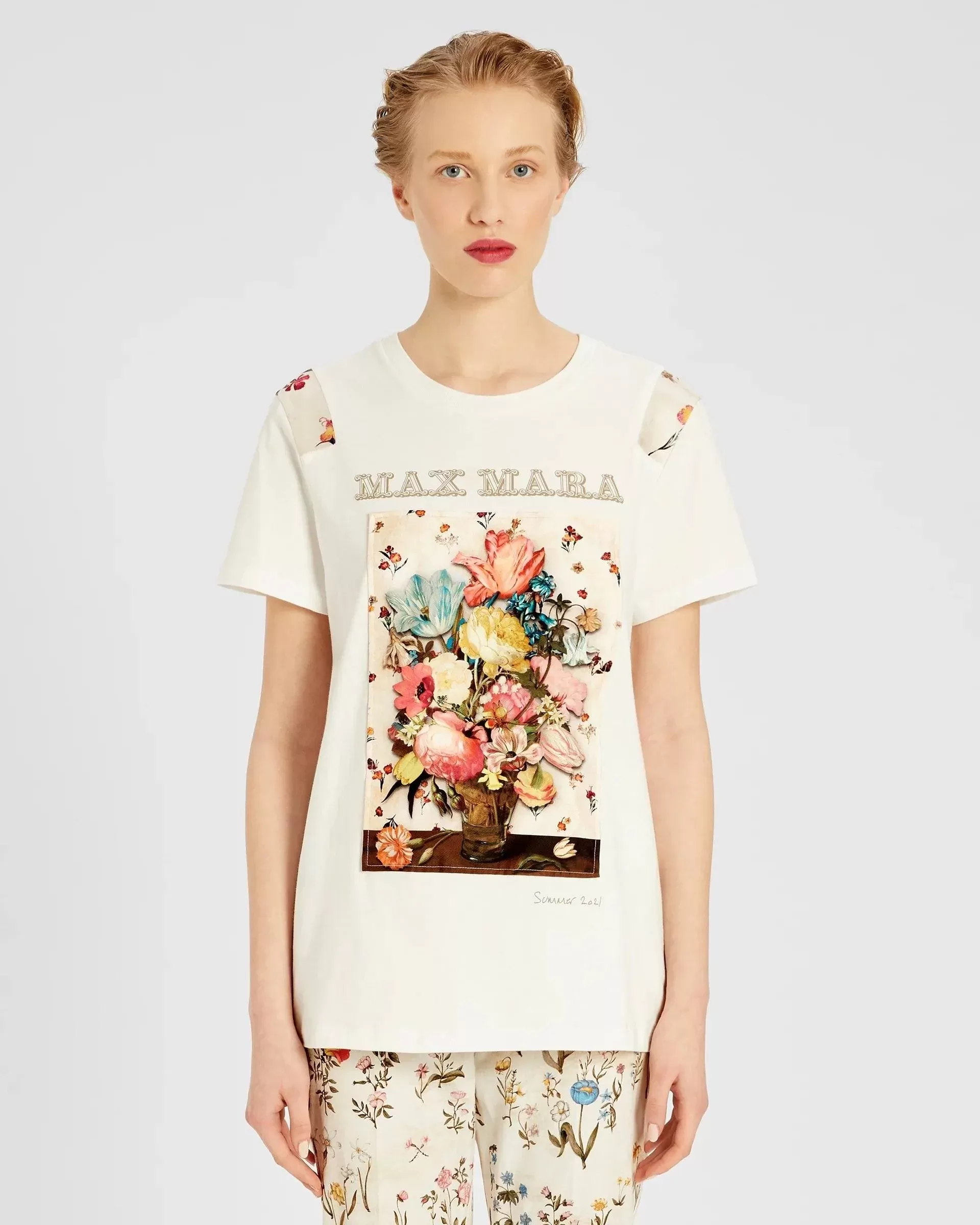 Max Mara Printed Cotton Jersey T-Shirt, White