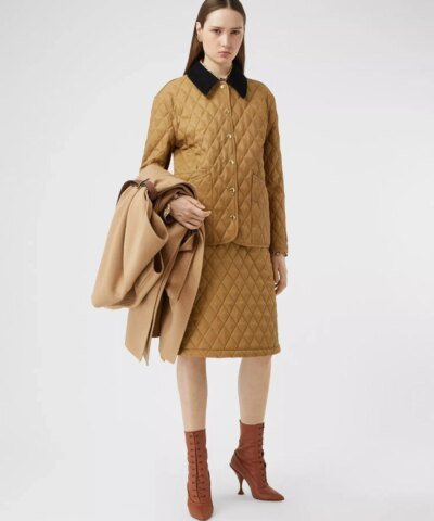 Burberry Corduroy Collar Diamond Quilted Jacket