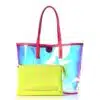 MCM Iridescent PVC Shopper Tote Neon Pink Hologram