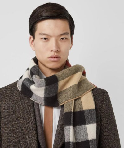 Burberry Reversible Check and Monogram Cashmere Scarf
