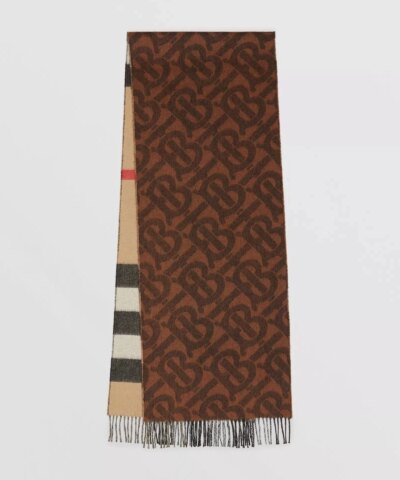 Burberry Reversible Check and Monogram Cashmere Scarf