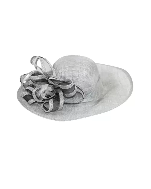 Fine Millinery by August Hat Co Bow & Feather Accented Mesh Straw Hat