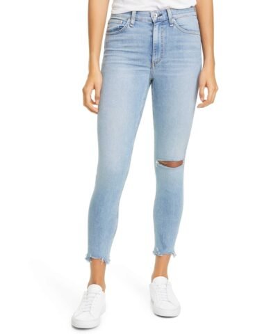 Rag & Bone Nina High Waist Shredded Ankle Skinny Jeans