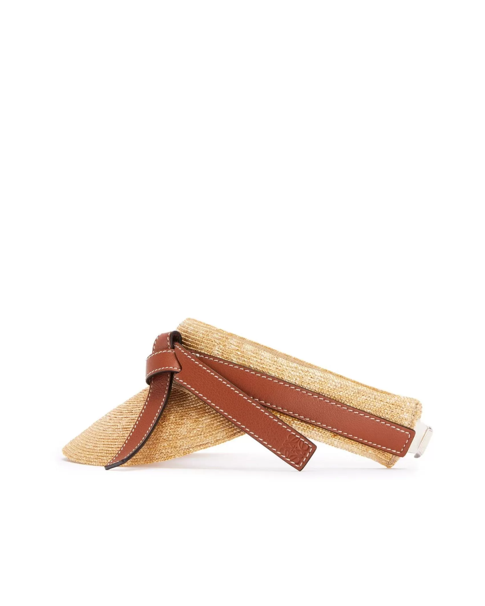 Loewe Gate Visor In Straw And Calfskin