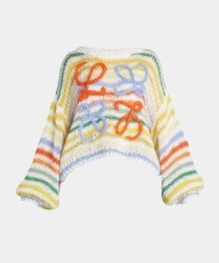 Loewe Anagram-Embroidered Stripe Mohair Sweater
