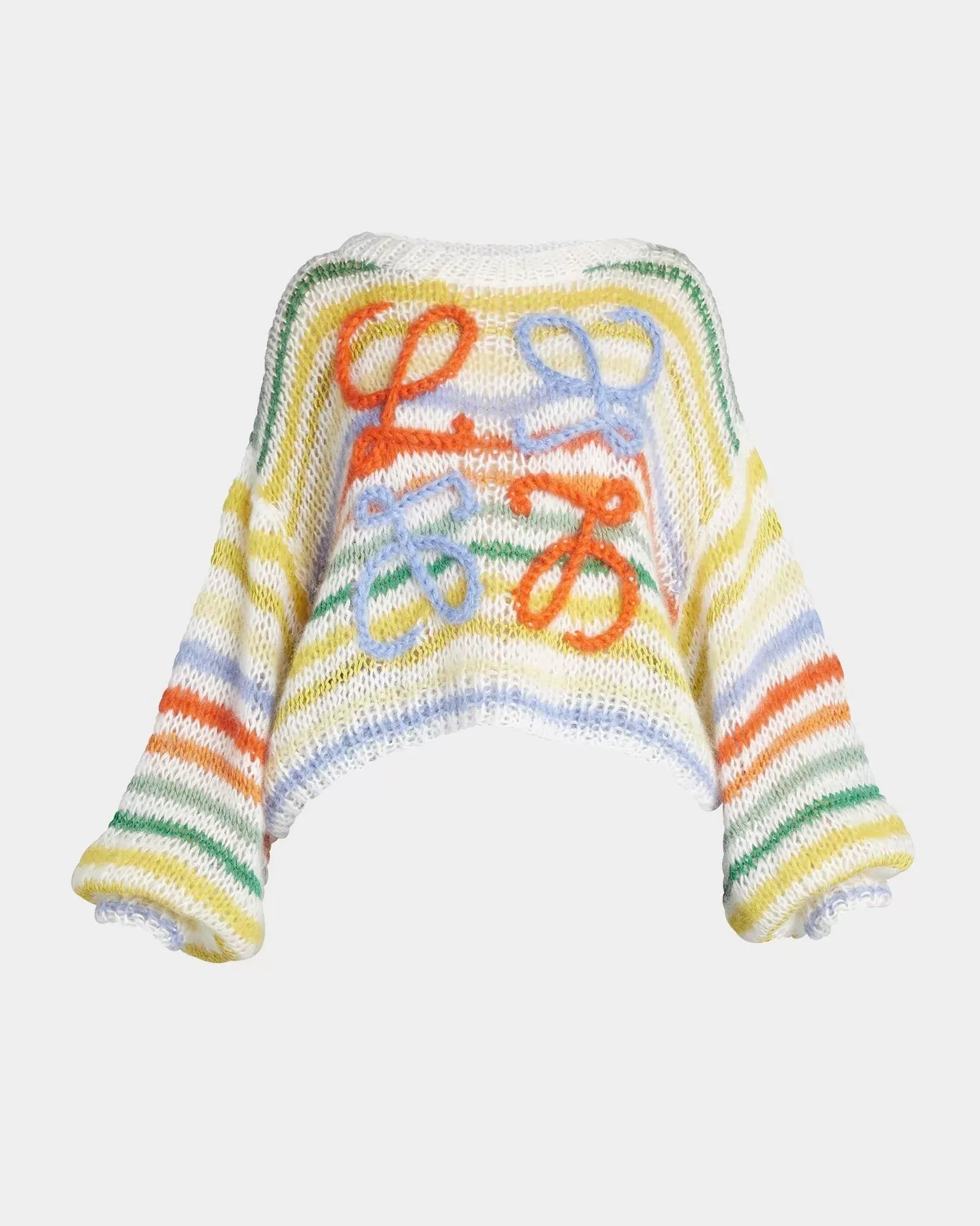 Loewe Anagram-Embroidered Stripe Mohair Sweater