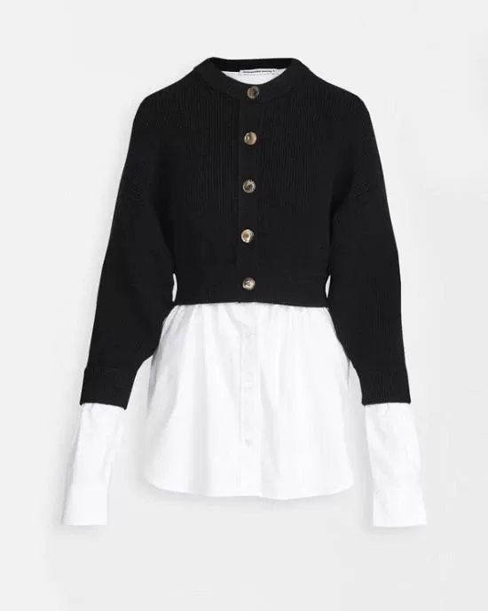 Alexander Wang Bi-Layer Oxford Shirting Cardigan