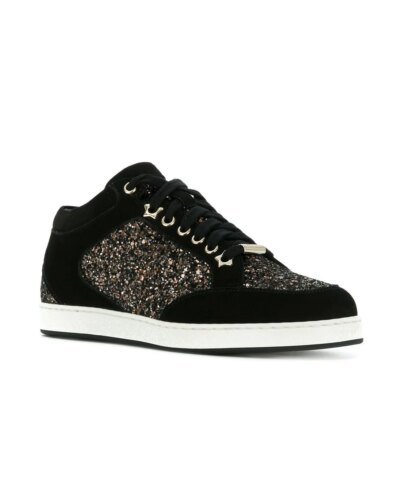 Jimmy Choo Miami Suede And Glitter Sneakers