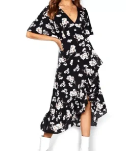 Women's Boho Floral Print Chiffon Dress