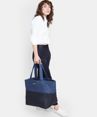 MZ Wallace Navy/Black Colorblock Large Metro Tote