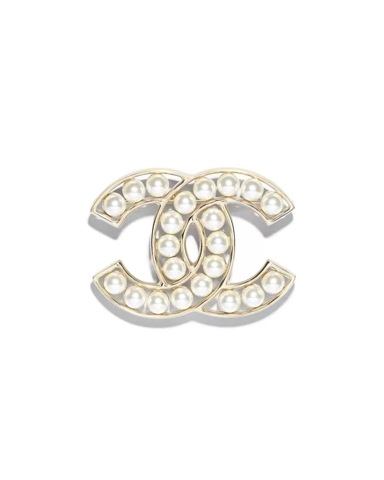 Chanel Pre-Owned Metal & Glass Pearls Brooch