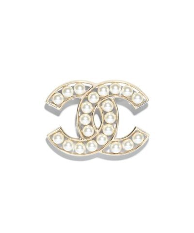 Chanel Pre-Owned Metal & Glass Pearls Brooch