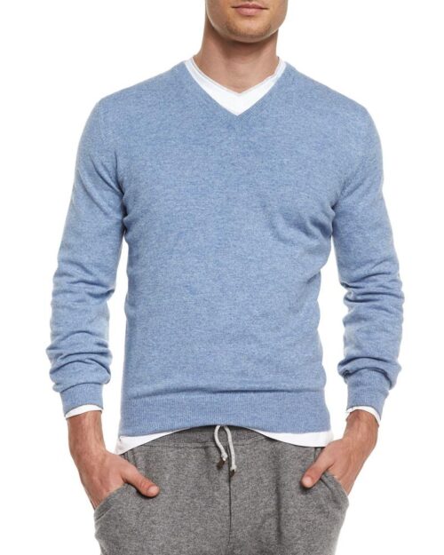 Foxcroft Men's Cashmere Blend V-Neck Sweater