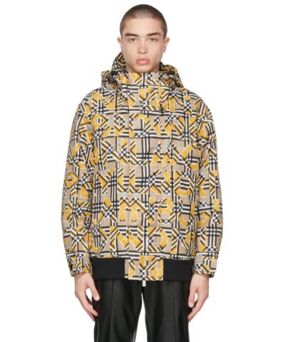 Burberry Beige & Yellow Vintage Check Logo Jacket