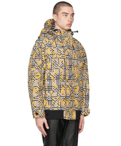 Burberry Beige & Yellow Vintage Check Logo Jacket