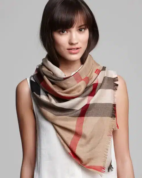 Burberry Sheer Mega Check Scarf, Camel