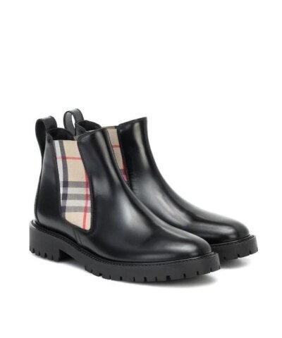 Prada Allostock Leather/Check Gored Booties