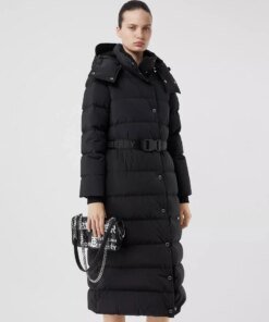 Burberry Detachable Hood Belted Puffer Coat