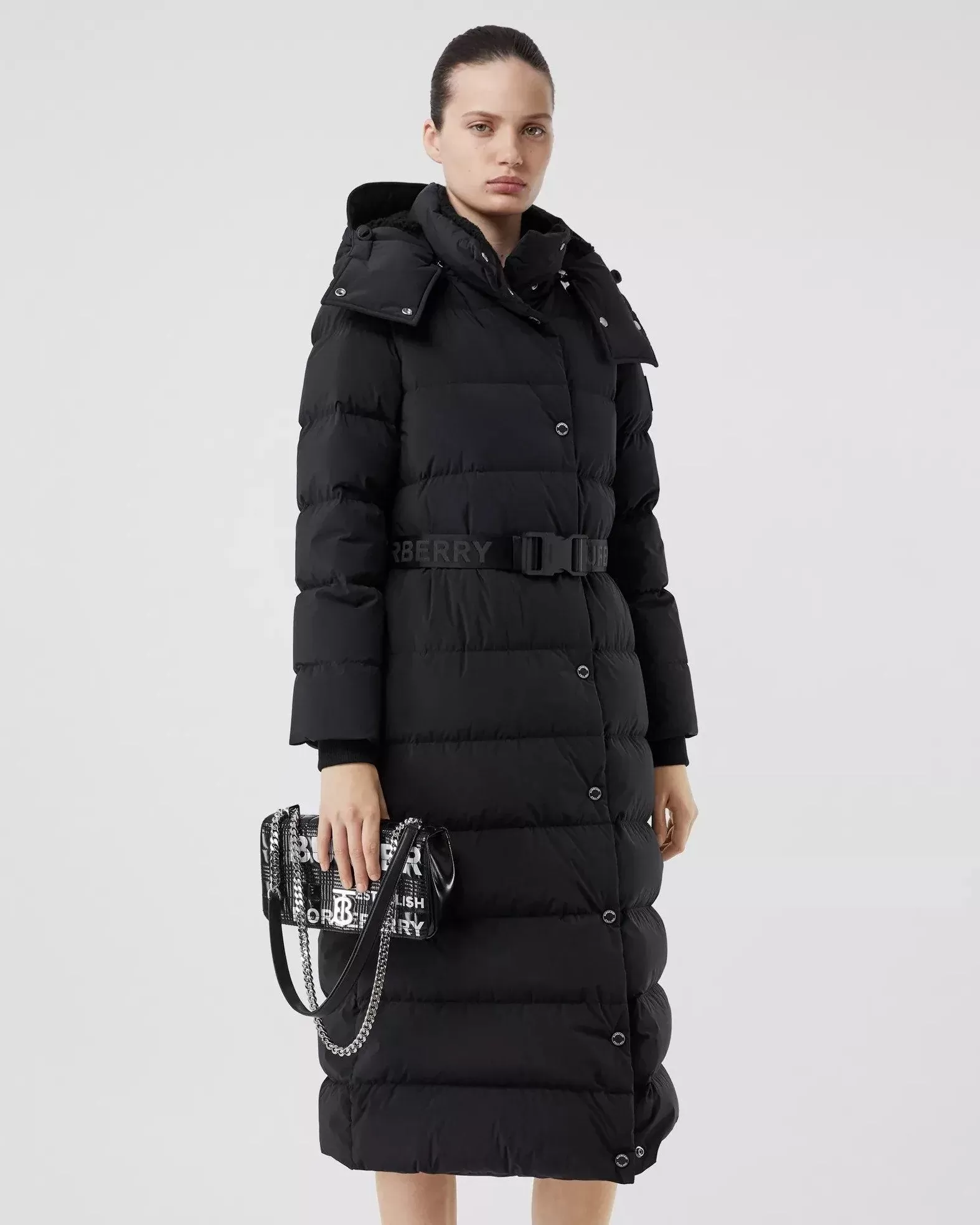 Burberry Detachable Hood Belted Puffer Coat