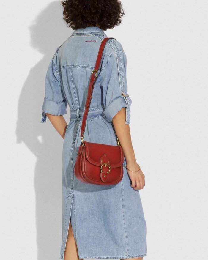 Coach Beat Saddle Bag, Pewter/Natural