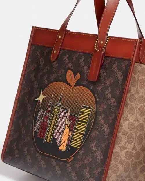 Coach Field Tote In Signature Canvas With Big Apple Skyline