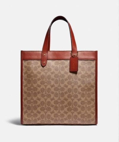 Coach Field Tote In Signature Canvas With Horse And Carriage Print