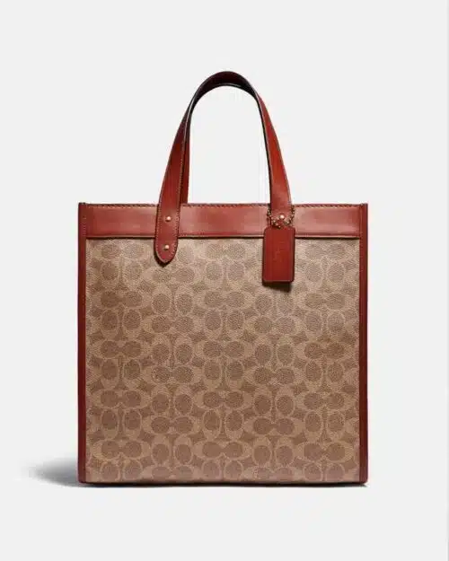 Coach Field Tote In Signature Canvas With Horse And Carriage Print