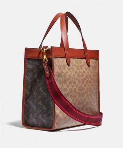 Coach Field Tote In Signature Canvas With Horse And Carriage Print