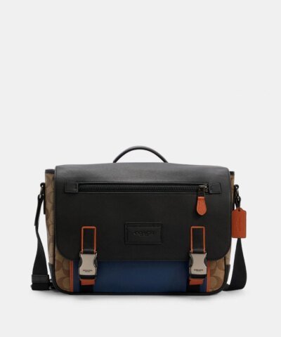 Coach Track Messenger In Colorblock Signature Canvas