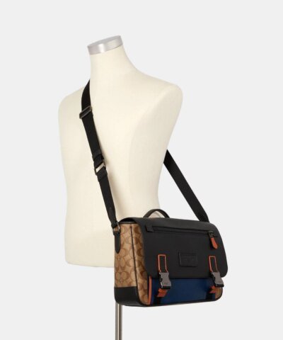 Coach Track Messenger In Colorblock Signature Canvas